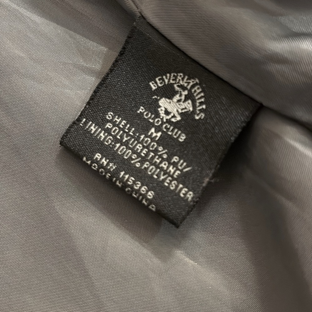EUC [Beverly Hills Polo Club] Dark Gray Zip-Up Leather Jacket Women’s Sz Medium - Picture 11 of 12